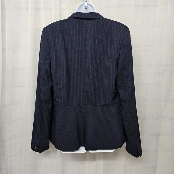 Banana Republic Navy Blue Blazer Pinstriped Preppy Office Peplum 14 - Picture 6 of 11